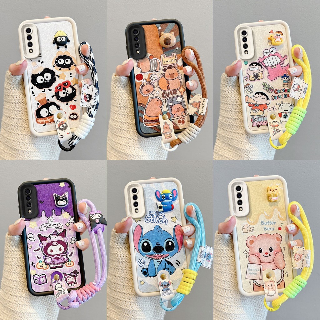 เคส SAMSUNG A50 A50S A30S หนังการ์ตูนปักหมุดเชือกโทรศัพท์กรณี