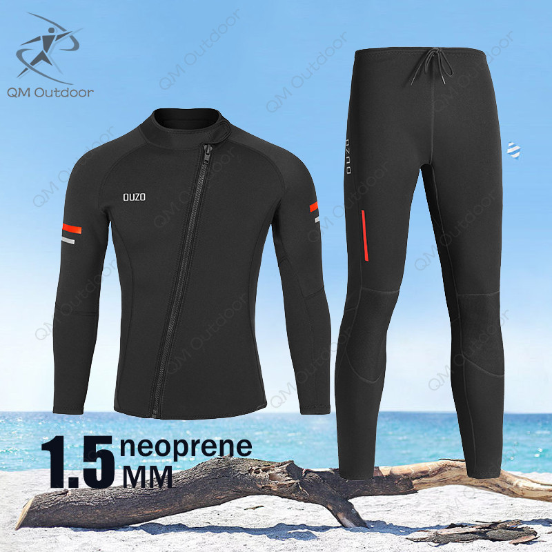 Neoprene 1.5MM Wetsuit Jacket ชุดโต้คลื่นและดำน้ำสำหรับผู้ชาย กางเกงว่ายน้ำและดำน้ำตื้น