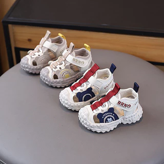 ฤดูร้อนสไตล์ใหม่ชายหญิงเด็กเด็กเด็กทารกนุ่มSoled Casual Toe-Covered รองเท้าแตะสุทธิรองเท้าชายหาด