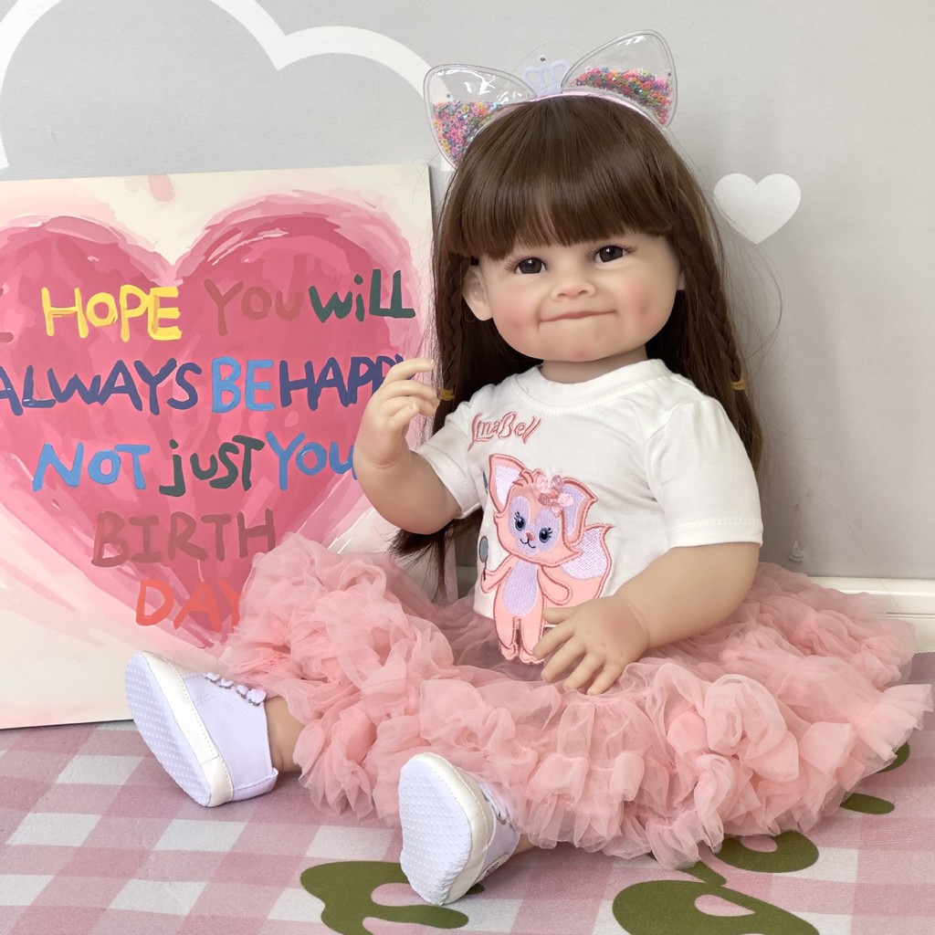 ตุ๊กตาเด็กทารก เกิดใหม่ เหมือนจริง - 22" สาวน้อยเหมือนจริงพร้อมลูกชิดไวนิลนุ่มตุ๊กตาเด็กวัยหัดเดินทารกแรกเกิดสําหรับเด็กอายุ 3+ ปี