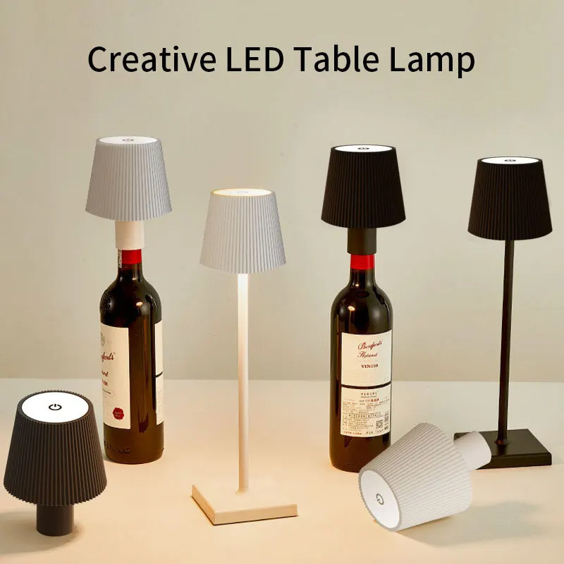 🚚COD🚚Bottle Cap Lamp โคมไฟตั้งโต๊ะไร้สาย นํา สร้างสรรค์ขวดไวน์โคมไฟที่ถอดออกได้แบบพกพาชาร์จบรรยากาศโคมไฟตกแต่ง รูปที่ 2