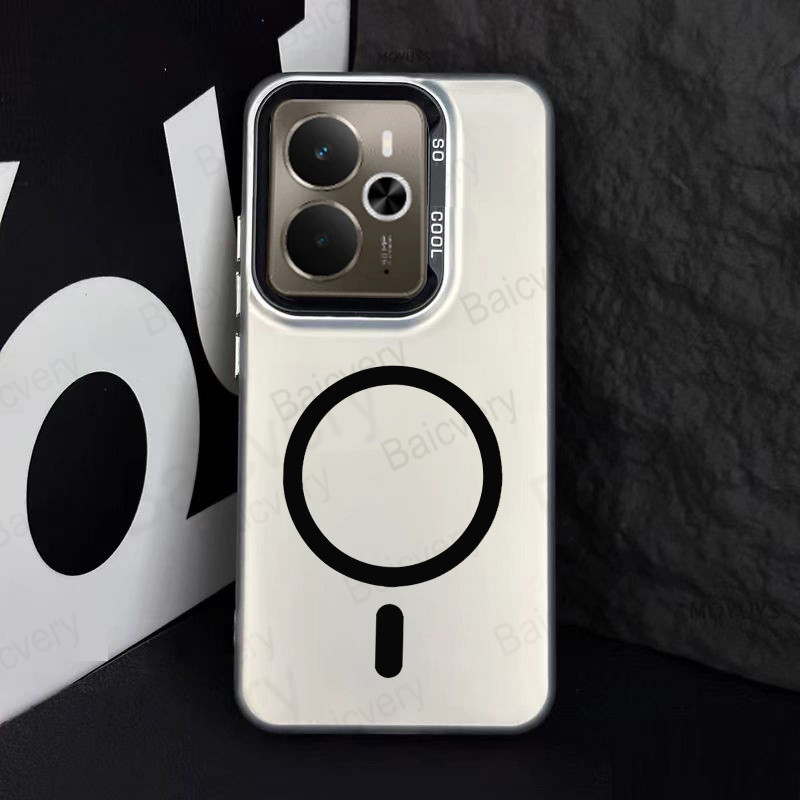 เคสแข็ง OPPO Realme 14T / Realme 14 5G Casing พร้อมสติ๊กเกอร์ชาร์จไร้สายแบบแม่เหล็ก