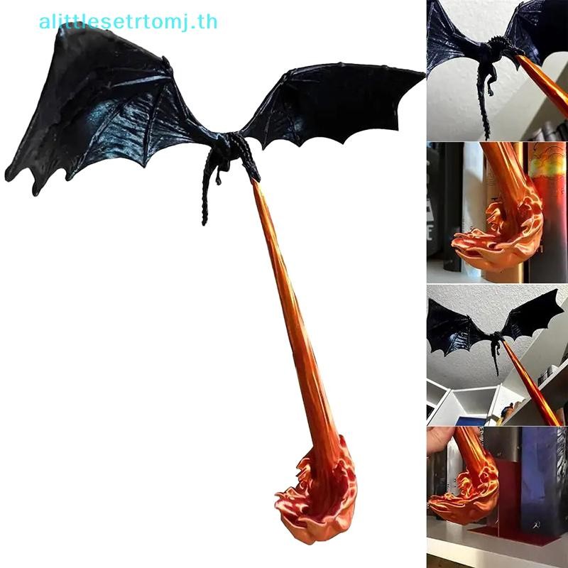 Alittlese Dragon Flame Book Nook Sculpture Fire Breathing Dragon Gothic เครื่องประดับฮาโลวีนของขวัญวันเกิดชั้นวางหนังสือตกแต่ง TH