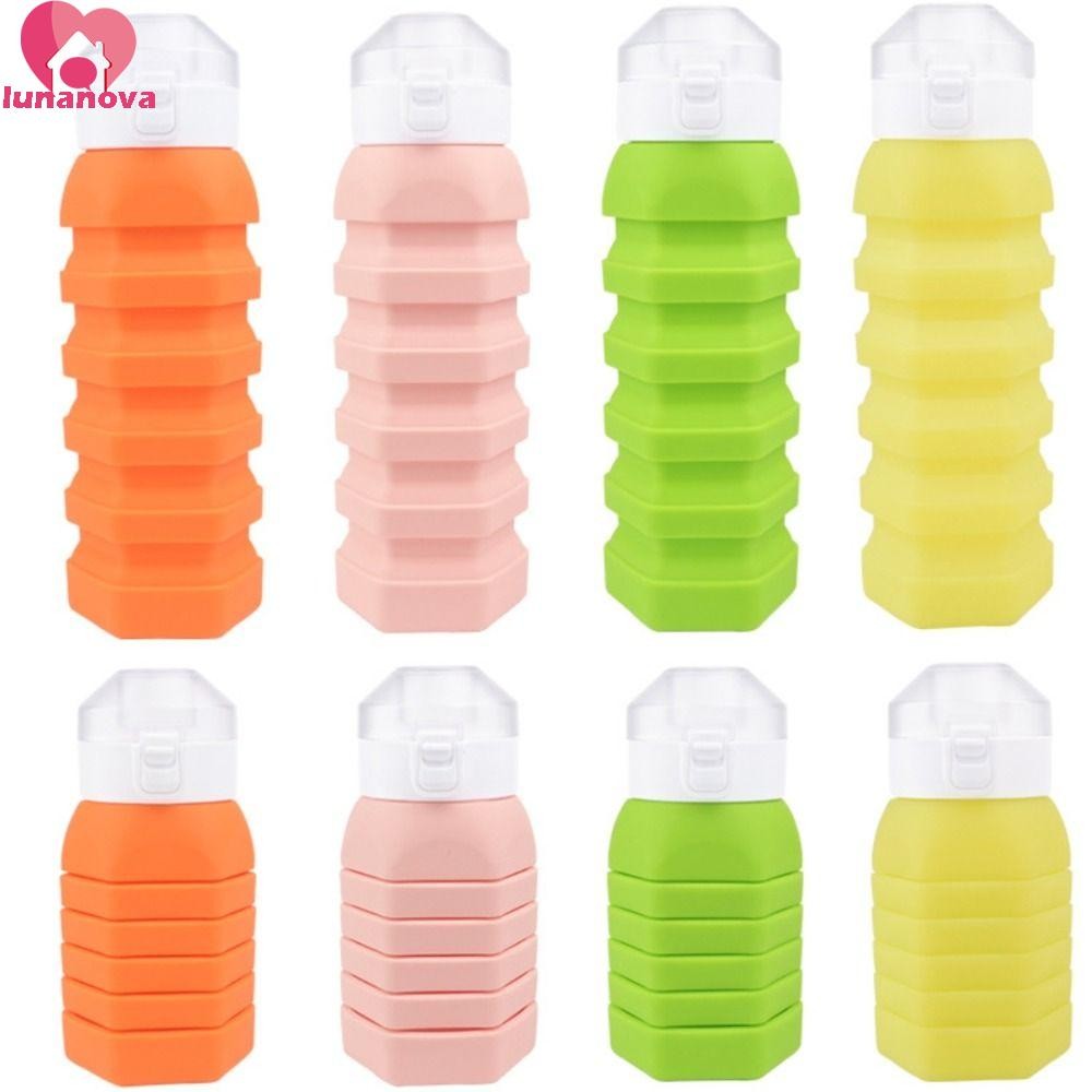 LUNANOVA ขวดกีฬาแบบพับได้, 350-650ML ขวดน้ํากีฬากลางแจ้งป้องกันการรั่ว,แบบพกพา Creative Retractable ขนาดใหญ่-ความจุถ้วยดื่มพับได้เดินทางกลางแจ้ง