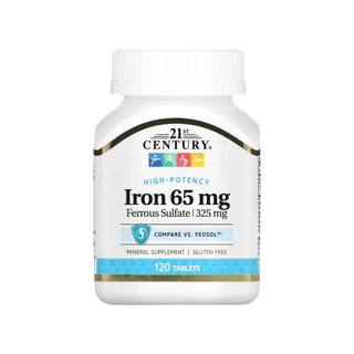 พร้อมส่ง 21st Century, Iron, 65 mg, 120 Tablets ธาตุเหล็ก ขนาด 65 มก. บรรจุ 120 เม็ด