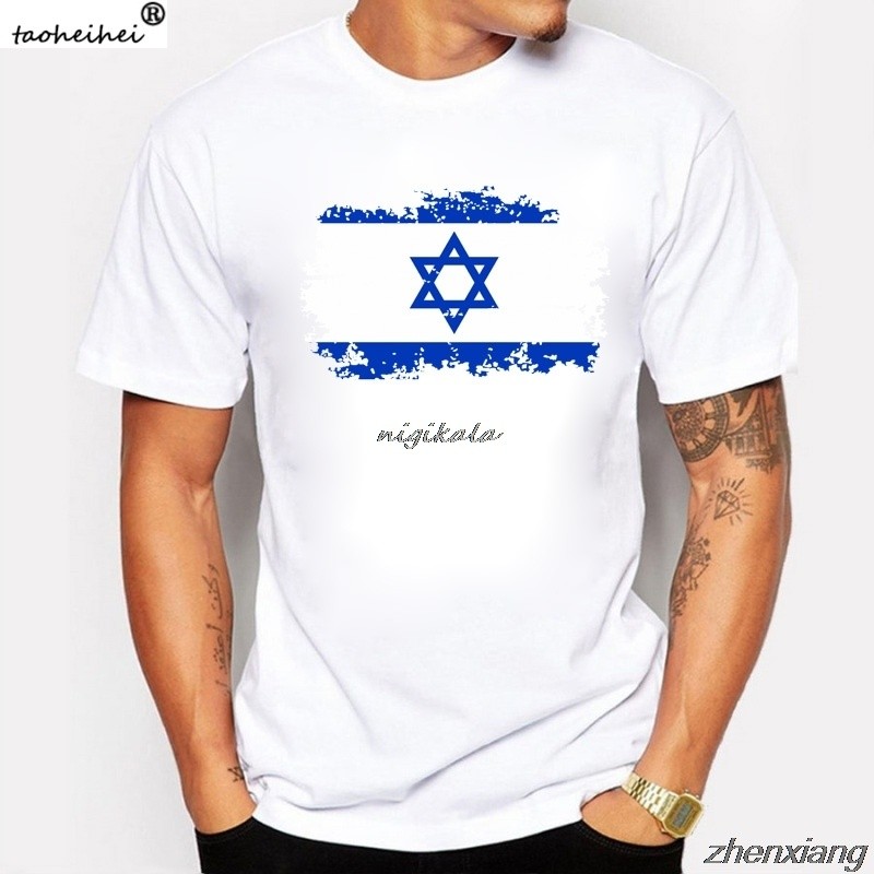 Blwhsa Israel National Flag พิมพ์เสื้อยืดสําหรับชาย Tshirts Nostalgic สไตล์ผ้าฝ้าย