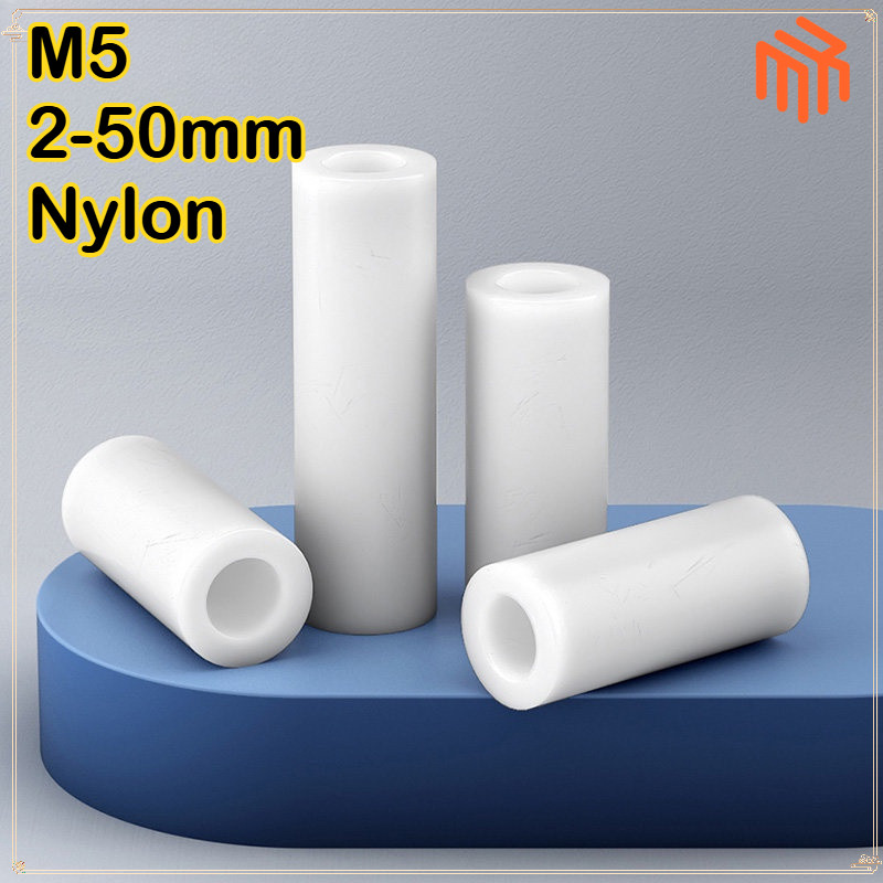 [MX1] M5 เสารองพลาสติก ABS สีขาวไนลอนคอลัมน์แยกหลุมกลมกลวงท่อพลาสติกท่อตรงสนับสนุนคอลัมน์ / ปะเก็นพลาสติก M5 คอลัมน์ตรง ปลอกไนล่อน ฉนวนกันความร้อน ABS ปะเก็นสเปเซอร์คอลัมน์