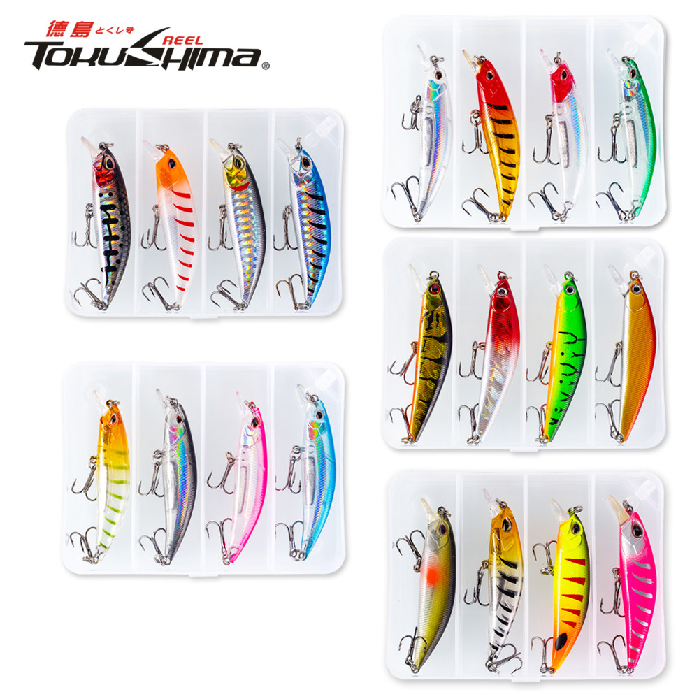 4 ชิ้น/กล่องเหยื่อตกปลา 6.7 ซม./7 ซม. Sinking Crankbait Minnow เหยื่อ 3D ตา Swimbait 2 Treble Hook Hard ประดิษฐ์ Lure สําหรับเบสปลาเทราท์