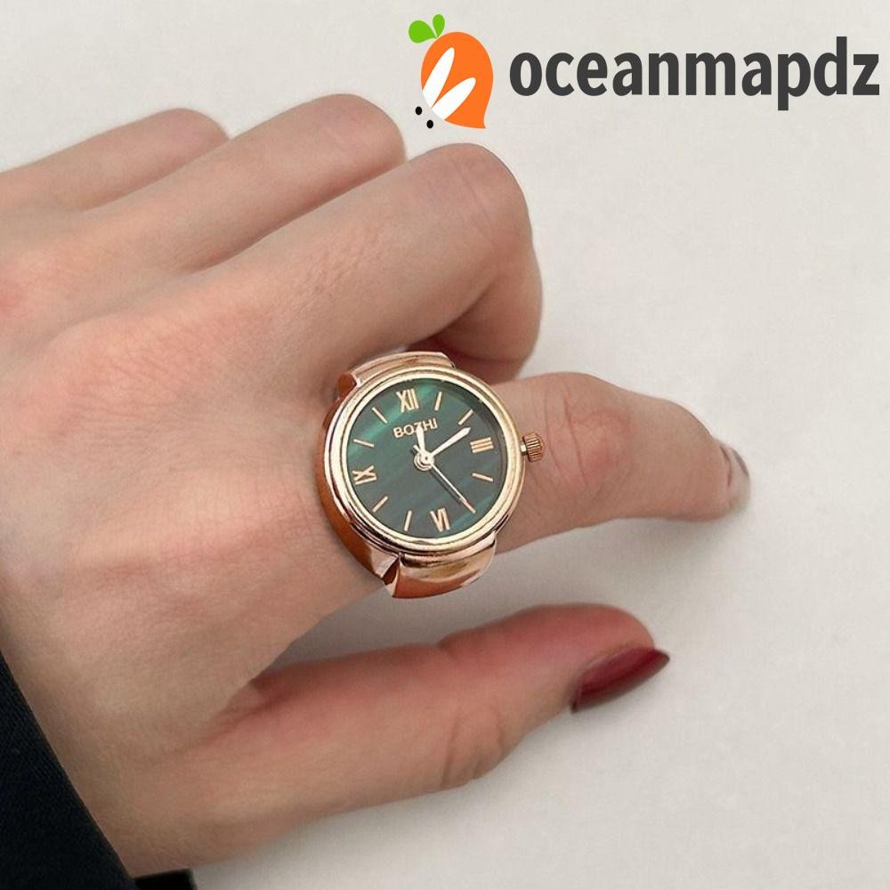 Oceanmapdz แหวนนาฬิกาเครื่องประดับ, Vintage Punk นาฬิกาควอตซ์โรมัน, Hip Hop Alloy Retro บุคลิกภาพนาฬิกานิ้วมือแหวน Man