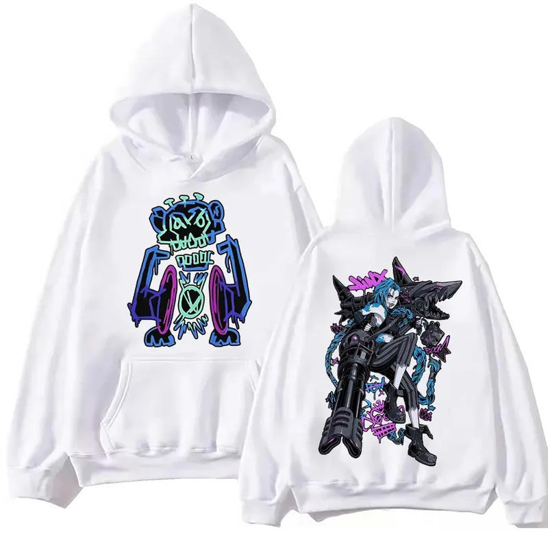 🔥 😆ผ้าฝ้าย Hoodie🤗 Arcane jinx Graffiti hoodie Harajuku hip hop pullover Tops sweatshirt FANS Gift M