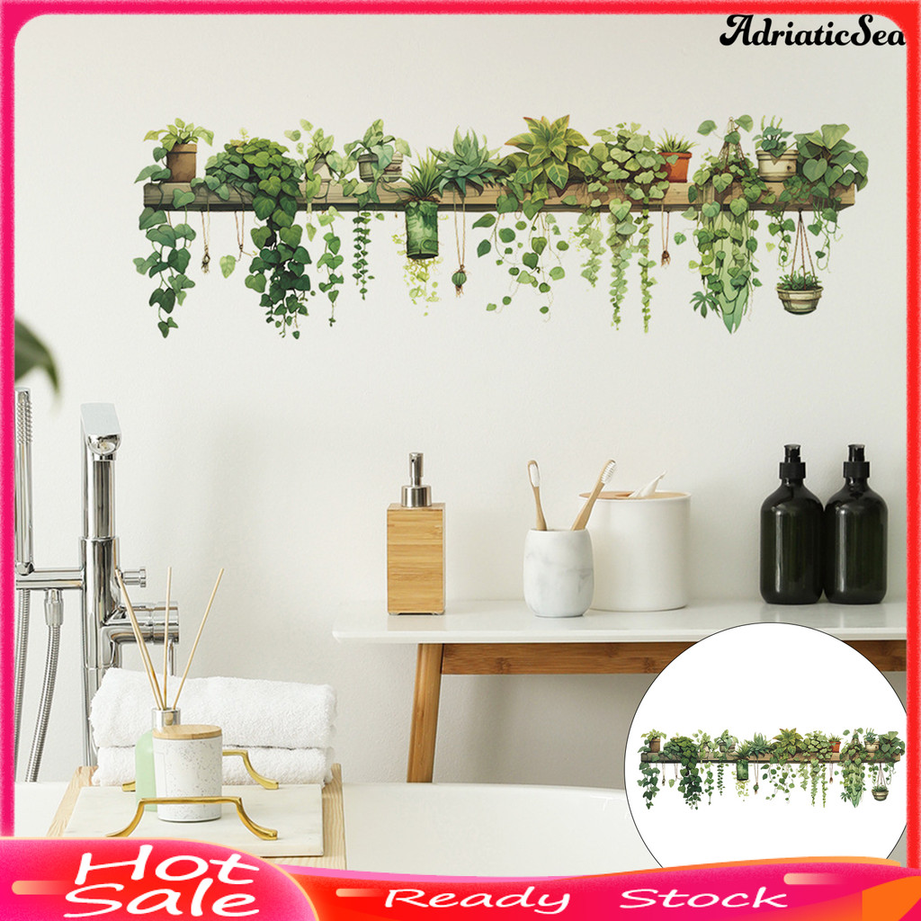 [COD]☃90x30 ซม.พืชสีเขียวสติ๊กเกอร์ติดผนังกันน้ํา PVC Self-กาวห้องนั่งเล่นที่ทันสมัยห้องนอนเด็กกระถางต้นไม้ Greenery Wall Art