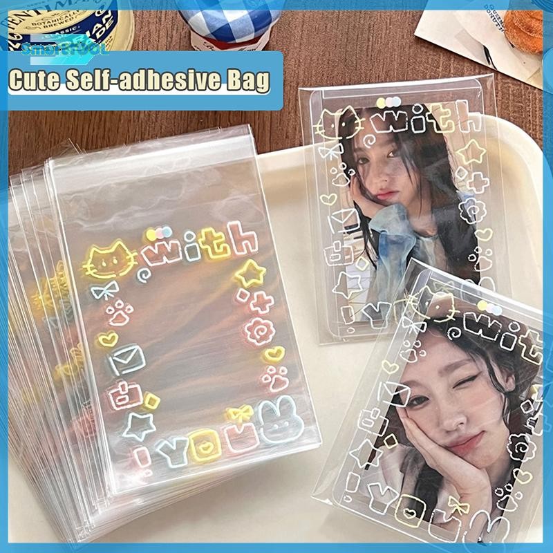 Utzn> 50 ชิ้นโปร่งใสน่ารัก Graffiti ลูกแมว Self-กาว Opp กระเป๋า Kpop Idol Photo การ์ดป้องกันกระเป๋า Photocard การ์ดแขนใหม่