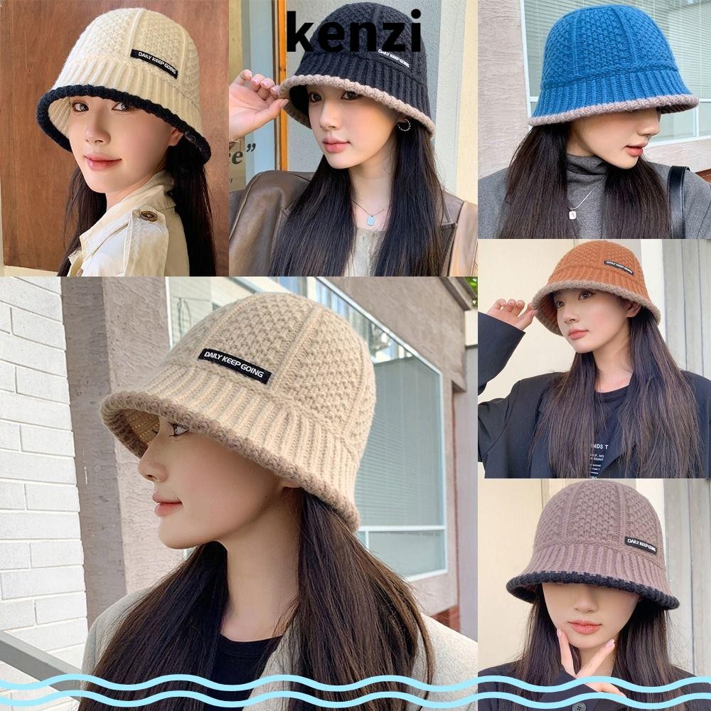 Kenzi ฤดูใบไม้ร่วงหมวกฤดูหนาว, Retro อเนกประสงค์ถักหมวก, Beanies หมวกอบอุ่นแฟชั่น Thicken หมวกผู้หญิงหญิง