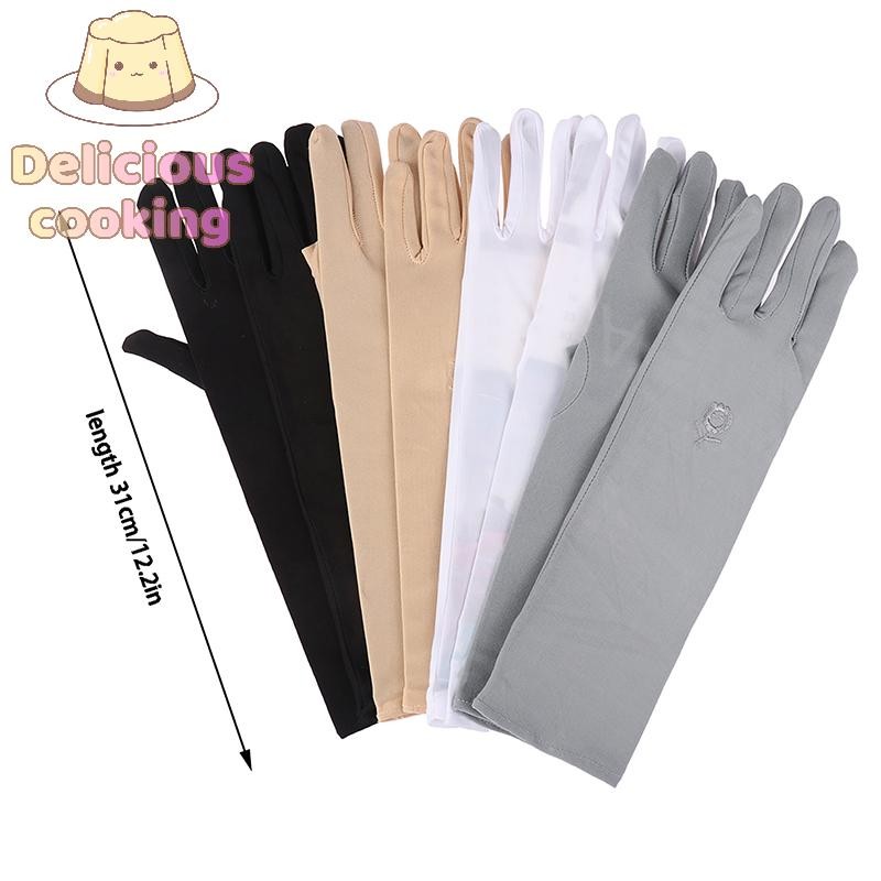 [ทําอาหารแสนอร่อย] 1 คู่ถุงมือถุงมือขับรถยืดผู้หญิงป้องกันรังสียูวีกลางยาวถุงมือระบายอากาศสําหรับฤดูใบไม้ผลิฤดูร้อนบางถุงมือ [ใหม่] - รูปที่ 3