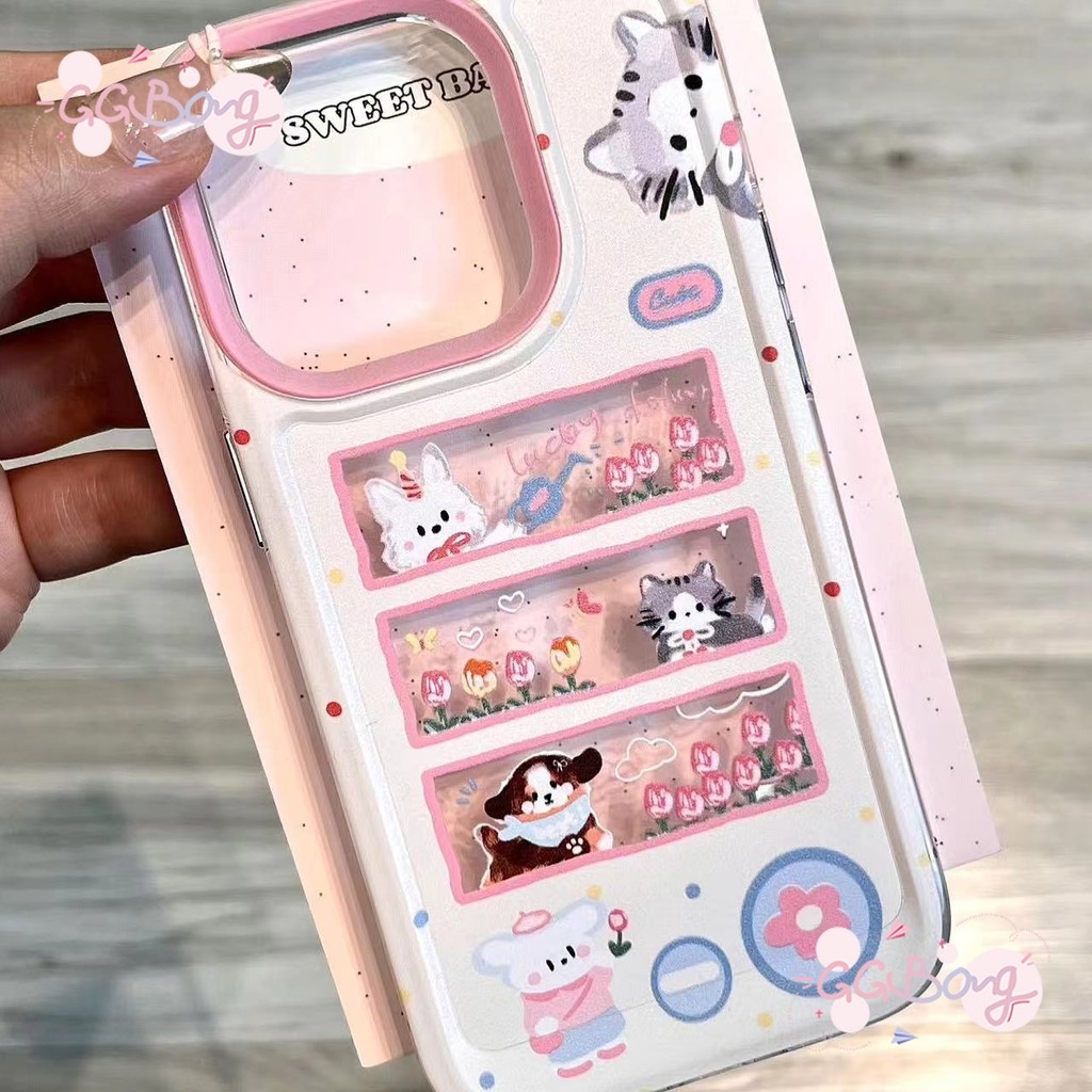 คู่แนวโน้มใหม่ลูกแมวดอกไม้รักโบว์บัตเตอร์แบร์ตัวเรือนโปร่งใส เคสไอโฟน 11 13 XR 12 14 15 Pro Max 7 8 6s Plus XS Max X SE
