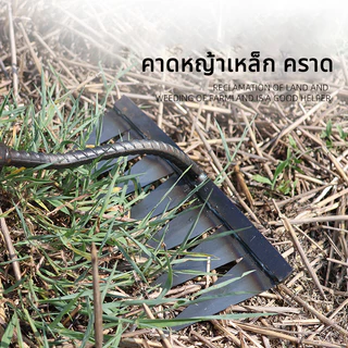 10ปีไม่พัง!คราด คราดเหล็ก คราดหญ้า คราดถากหญ้า 7ฟัน คาดหญ้า คาดหญ้าเหล็ก คราด อุปกรณ์ทำสวน คราดมีด้าม ใช้ขุดดินขุ่นถางหญ