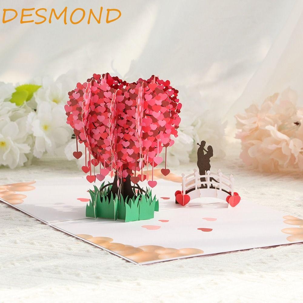Desmond 3D Pop-UP การ์ดวันวาเลนไทน์, สุขสันต์วันวาเลนไทน์รัก Forever Pop UP การ์ดอวยพร, คําเชิญเขียนด้วยลายมือสร้างสรรค์พับ 3D รักโปสการ์ดงานแต่งงาน