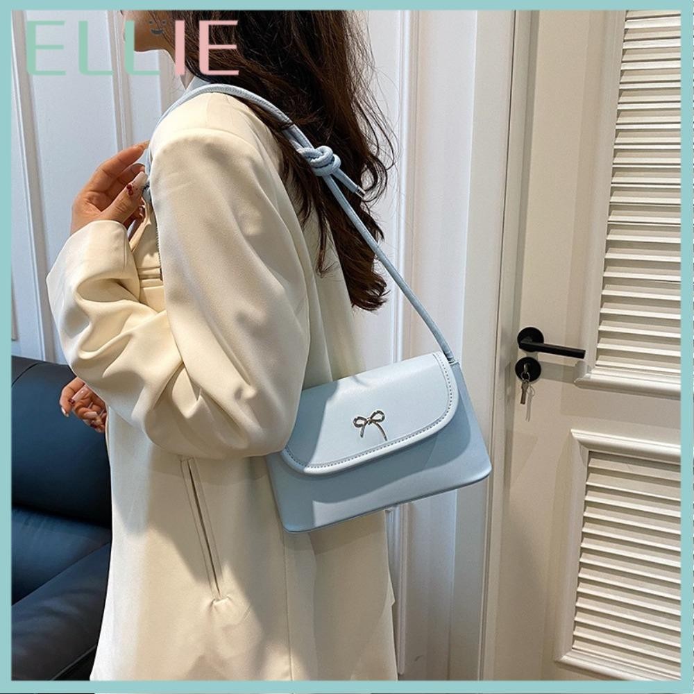 Ellie กระเป๋าสะพายไหล่,หนัง PU สีทึบใต้วงแขนกระเป๋า,สไตล์ Minimalism ความจุขนาดใหญ่กระเป๋าสะพายข้างผู้หญิง