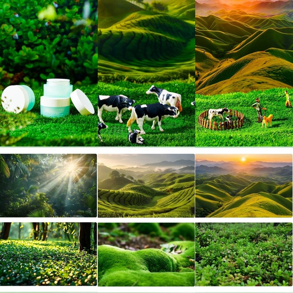 ฉากถ่ายรูปสินค้า 3มิติ ลายป่าไม้ ภูเขา น้ำตก ธรรมชาติ Forest Photography background