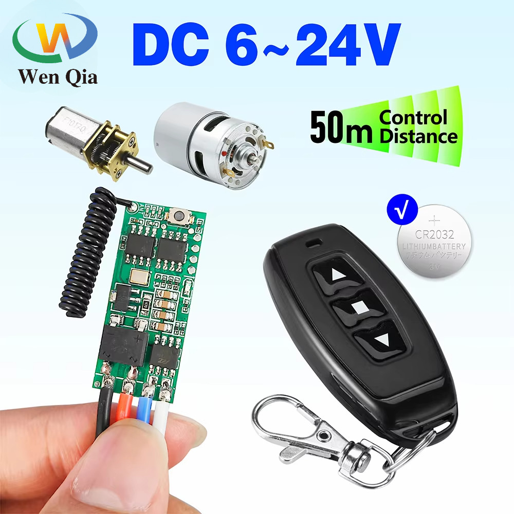 Rf Mini มอเตอร์รีโมทคอนโทรลสวิทช์ 433MHz DC 6V 12V 18V 24V รีเลย์โมดูล, 50m เครื่องส่งสัญญาณ, สําหรับมอเตอร์ไปข้างหน้าหยุดย้อนกลับ/DIY