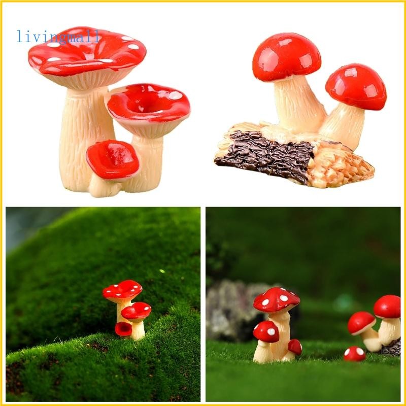 LIVI ตุ๊กตาเห็ดเรซิ่นขนาดเล็กมัลติฟังก์ชั่นเด็กผู้ใหญ่ DIY