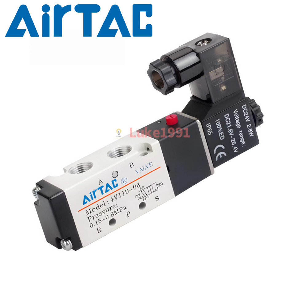 AIRTAC โซลินอยด์วาล์ว 4V210-08 4V110-06 4V310-08 4V410-15 2 บิต 5 ทิศทางวาล์วย้อนกลับ
