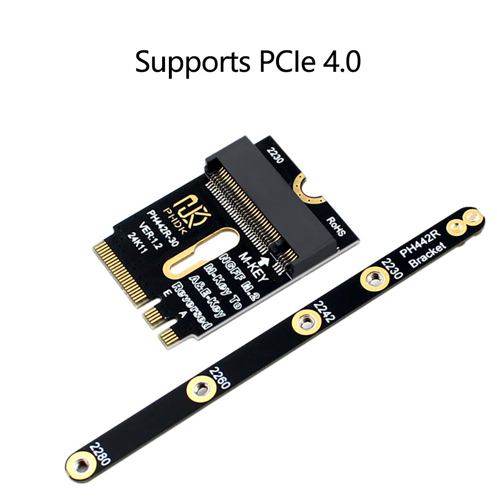 PHDK M.2 WiFi A + E Key ถึง NVME SSD PCI-E 4.0 การ์ดอะแดปเตอร์สําหรับ NVME M Key 2230 2242 2260 2280 SSD สําหรับ WiFi / WWAN / LTE โมดูล