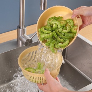 🔥HOT🔥 📍ส่งฟรี📍ตะกร้าล้างผัก ผลไม้ พร้อมตะแกรงระบายน้ำ พร้อมต…