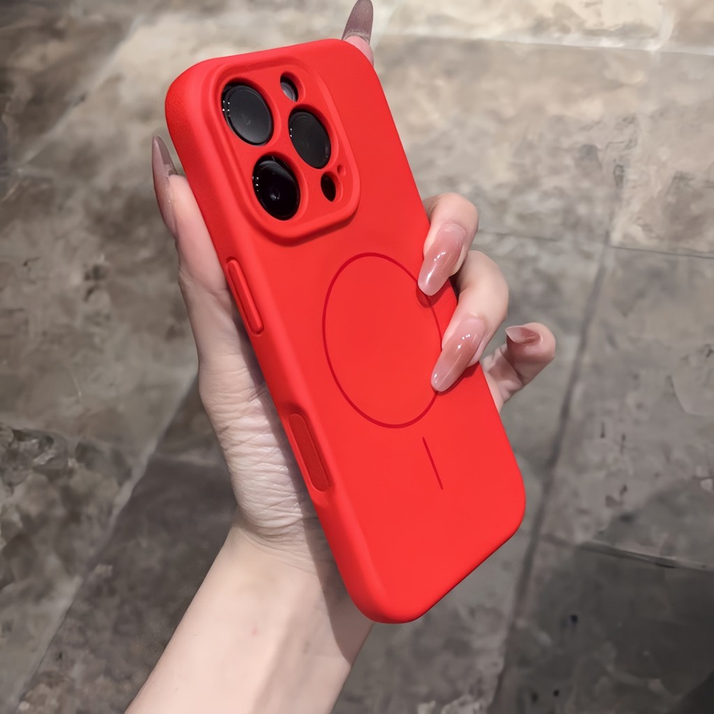 ใหม่สีแดงปลอกซิลิโคนนุ่มเคสโทรศัพท์สําหรับiPhone 16 15 14 13 12 11 Pro Max 16e X XR Xs Maxกรณีสีเขียวหรูหรา16Plus matte 15proแม่เหล็กกันกระแทกปกหลัง