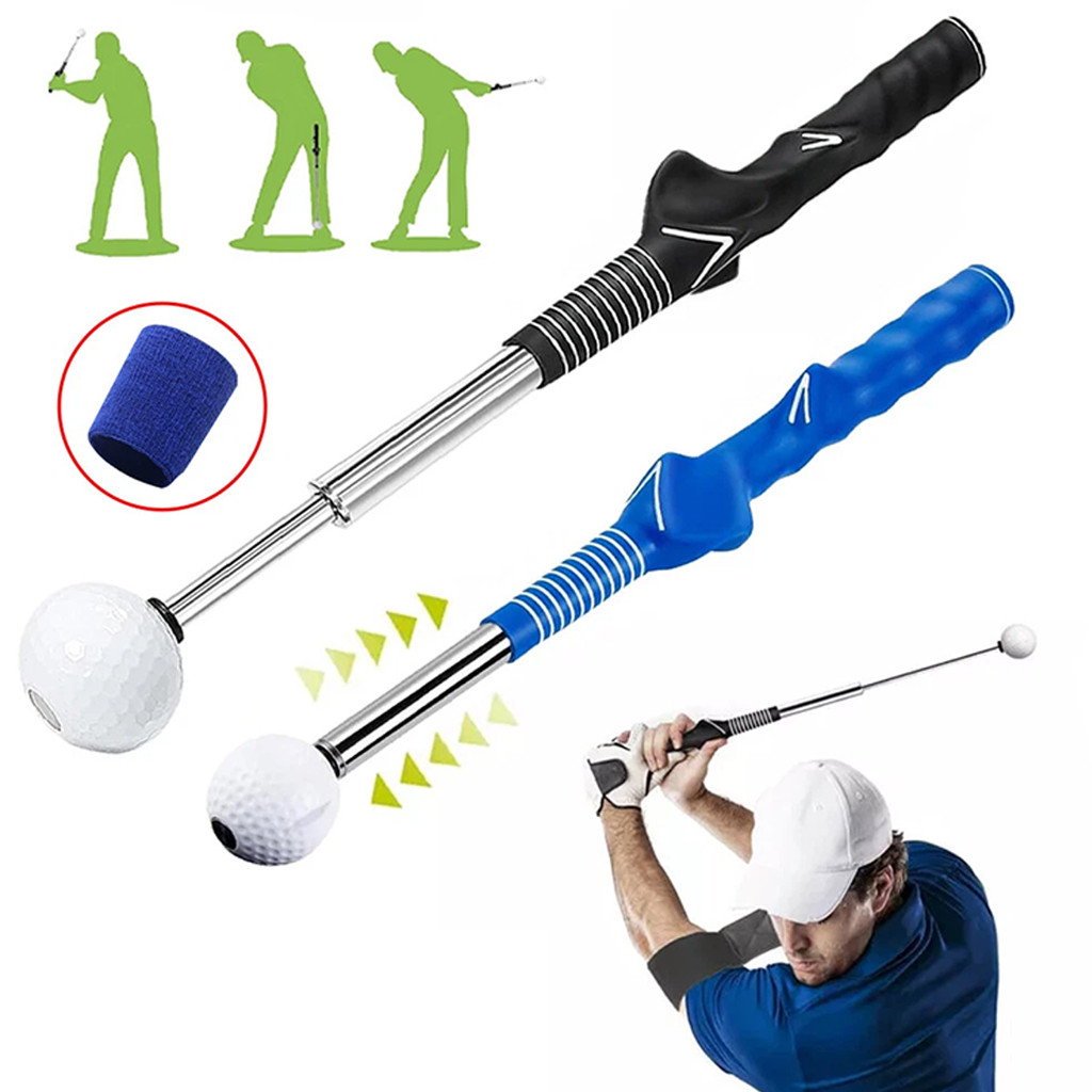 IlislandGolf Training Aid: Retractable Swing Practice Stick กอล์ฟ เครื่องมือฝึกซ้อมในร่มและกลางแจ้ง