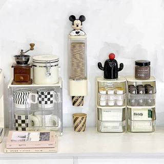กล่องใส่ของหลายช่อง ชั้นวางถุงชา กล่องแยกเก็บแคปซูลกาแฟ กล่องอะคริลิคใส KKHOME