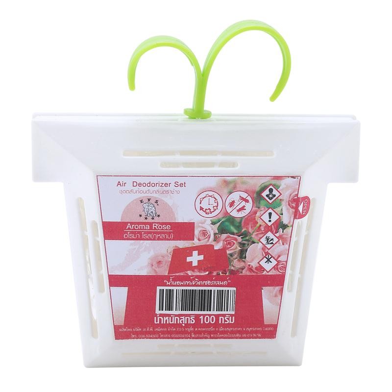 ตลับก้อนดับกลิ่น 100 กรัม กลิ่นกุหลาบ ตราช้าง