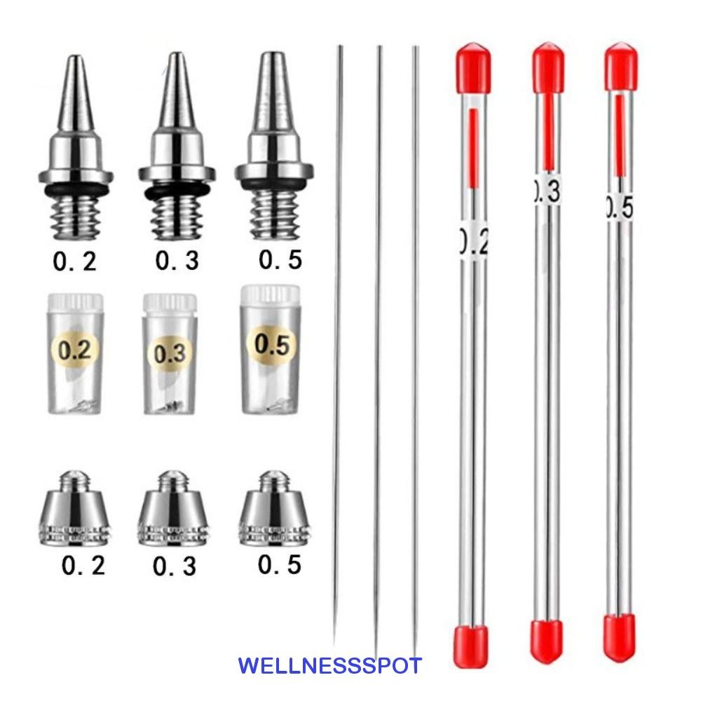 Wellnessspot Airbrush เข็มพ่นสีเครื่องมืออะไหล่ Sprayer อุปกรณ์เสริมสเปรย์เข็มหัวฉีด Air แปรงหมวกสําหรับ Airbrush Airbrush ฝาครอบ