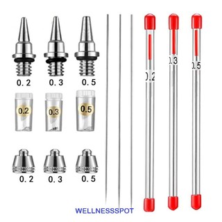 Wellnessspot Airbrush เข็มพ่นสีเครื่องมืออะไหล่ Sprayer อุปกรณ์เสริมสเปรย์เข็มหัวฉีด Air แปรงหมวกสําหรับ Airbrush Airbrush ฝาครอบ