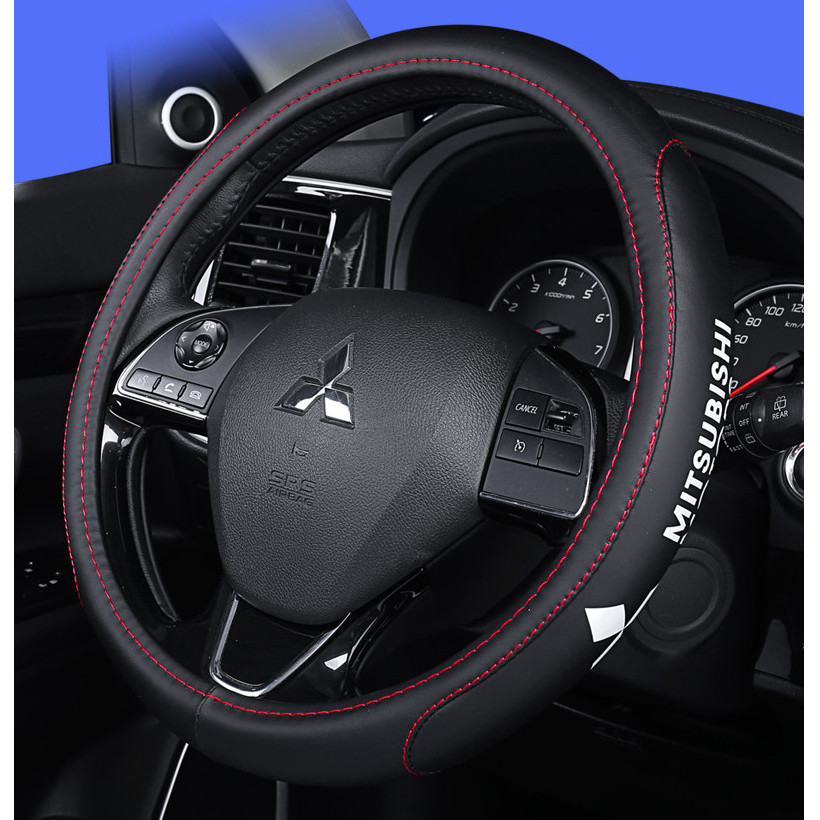 สําหรับ Mitsubishi ไม่มีกลิ่นหนังพวงมาลัยรถ (ทรงกลม) Fit ASX Triton Pajero Sport Outlander Attrage Mirage Xpander Lancer Grandis Storm Fuso