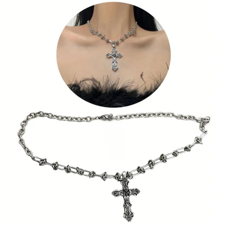 สร้อยคอ BST Gothic Punk Cross สไตล์ Charm Statement สำหรับทั้งผู้หญิงและผู้ชาย