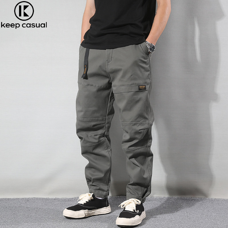 『Keep Casual』 Men's Tapered Overalls Straight Leg Loose Casual Pants