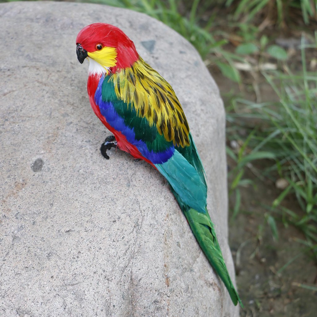 [mibum01eb] นกแก้วประดิษฐ์ตุ๊กตา Feather Parrot Macaw จําลองขนาดใหญ่ Parrot รูปปั้นสําหรับ Yard Porch เครื่องประดับกลางแจ้ง Decor