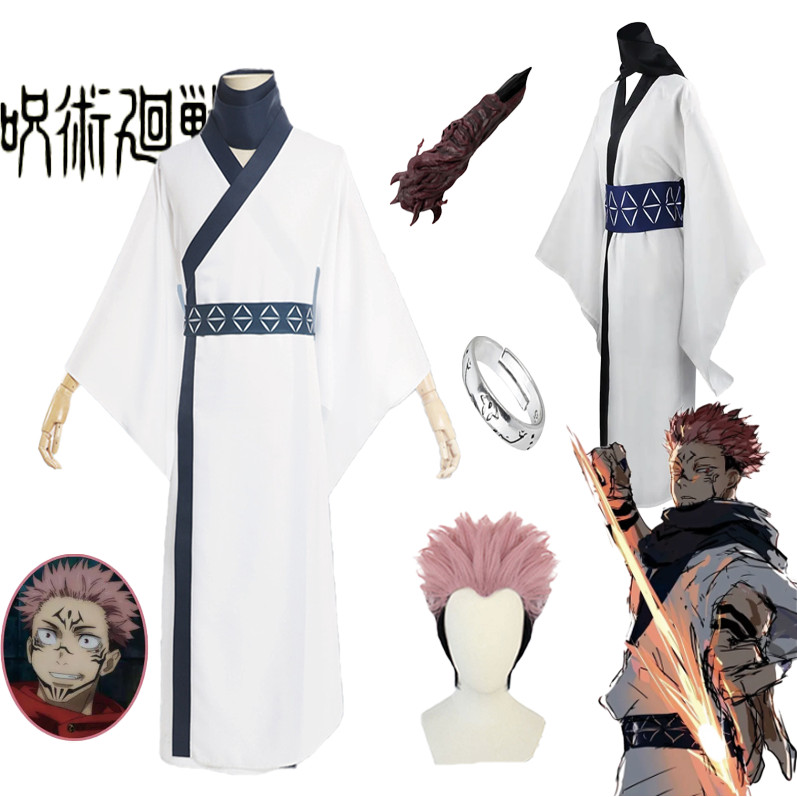 อะนิเมะ Jujutsu Kaisen Ryomen Sukuna คอสเพลย์เครื่องแต่งกายสําหรับผู้ใหญ่ผู้ชายวิกผมแหวนนิ้วมือญี่ปุ่นชุดกิโมโน Hanfu Carnival Party แฟนซีชุดนักเรียนสําหรับ Man ชุด