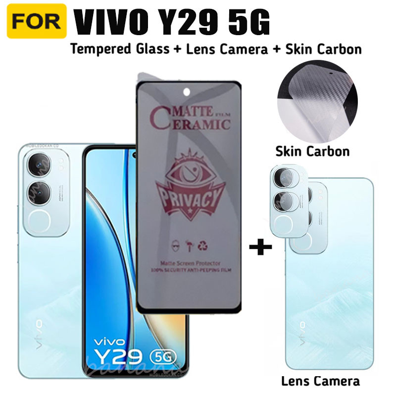 สําหรับ Vivo Y29 5G ความเป็นส่วนตัวกระจกนิรภัย Vivo Y19s Y28 4G Y28 5G Y28S ป้องกันหน้าจอ + เลนส์กล้