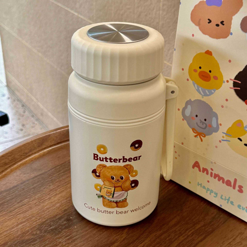 บริการจัดส่งในพื้นที่) xiao.Butter Bear Water Cup 500/1,000ml ถ้วยน้ําน่ารักความจุขนาดใหญ่ ถ้วยฟางพลาสติก - รูปที่ 4