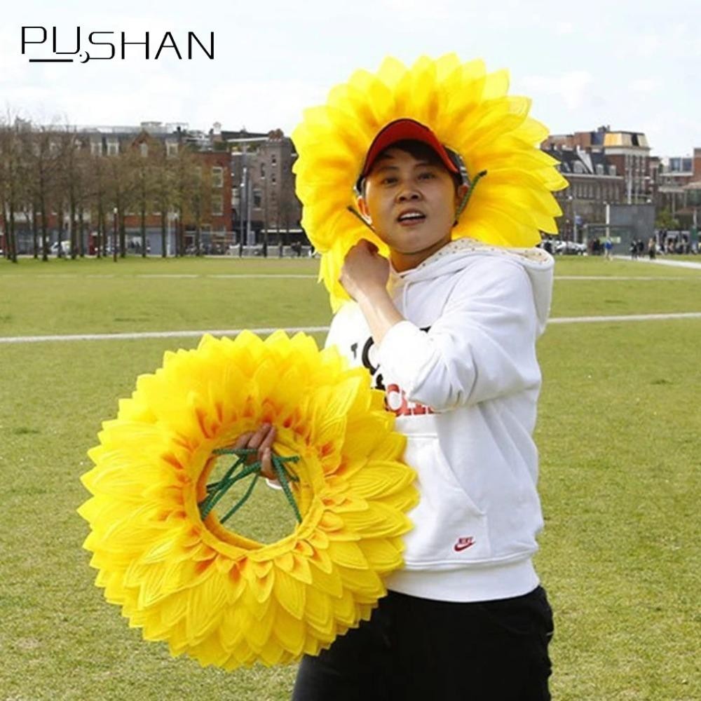 Pushan Performance Props, ตลกดอกทานตะวันหมวก,คุณภาพสูงสีเหลือง 42 ซม.หมวกดอกทานตะวันสําหรับ Dance Party เทศกาลเกมเด็กวัยรุ่นผู้ใหญ่