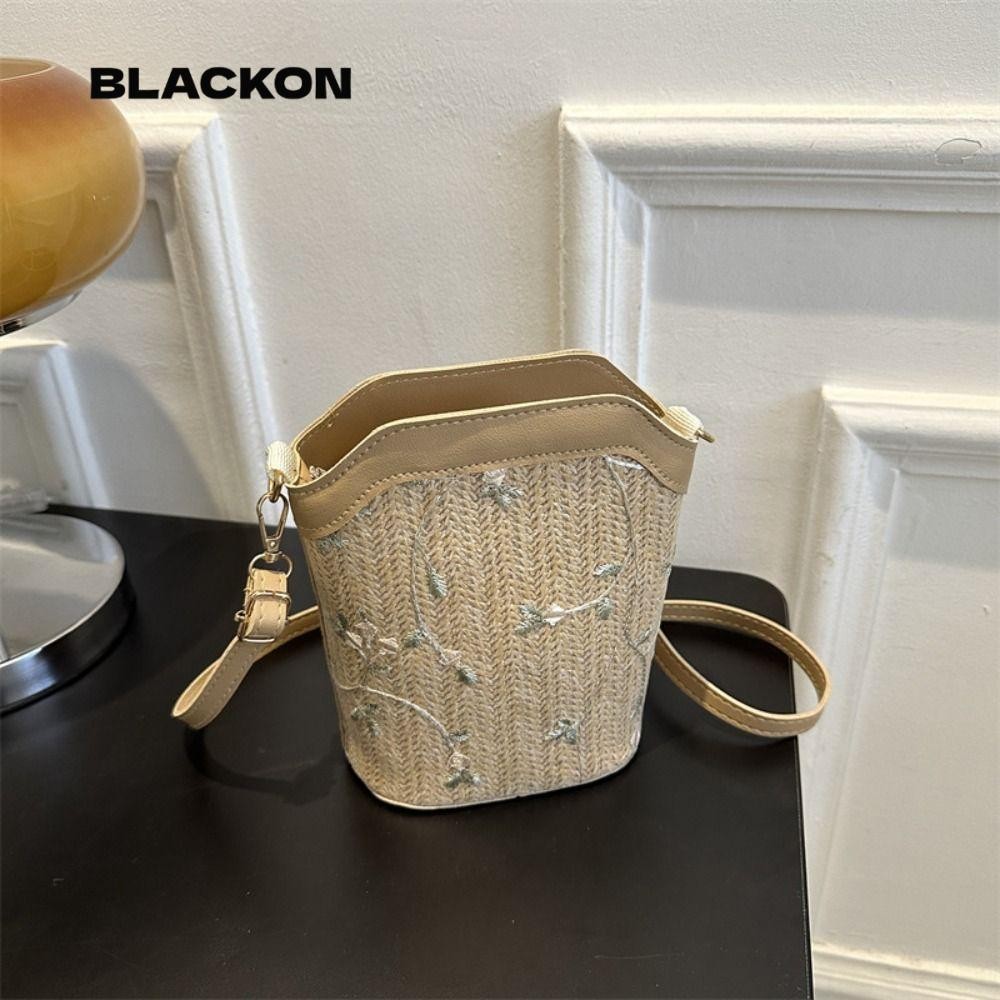 Blackon ทอกระเป๋าถัง,ความจุสูงCrossbodyกระเป๋าผู้หญิงHollow Handleกระเป๋า,Retroโครเชต์กระเป๋าแฟชั่นซิปปิดฤดูร้อนToteกระเป๋า
