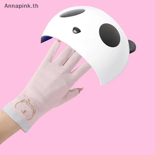 Annapink.th 1 คู่ถุงมือ UV ถุงมือเจล UV Fingerless ทําเล็บมือเล็บเครื่องมือ LED โคมไฟเล็บเครื่องเป่ารังสีมือ EN