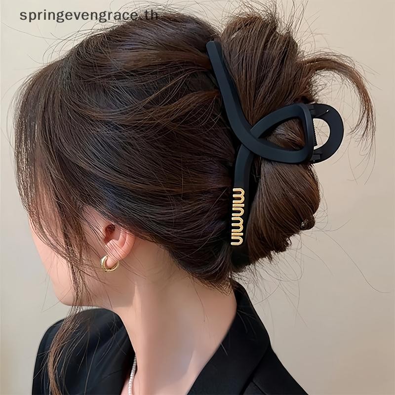 Springevengrace Matte กิ๊บติดผมสีดําสําหรับผู้หญิงแฟชั่น Elegant Hairgrips กิ๊บติดผมขนาดใหญ่สาว Hairpins เครื่องประดับผมสไตล์เกาหลีใหม่