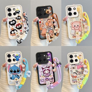 เคส INFINIX SMART 7 หนังการ์ตูนปักหมุดเชือกโทรศัพท์กรณี