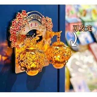 สไตล์จีน ฉิน ห้วย อาคารโลหะตู้เย็นสติกเกอร์โคมไฟจี้สามารถส่องสว่างคุณสมบัติแม่เหล็กตกแต่งของขวัญ