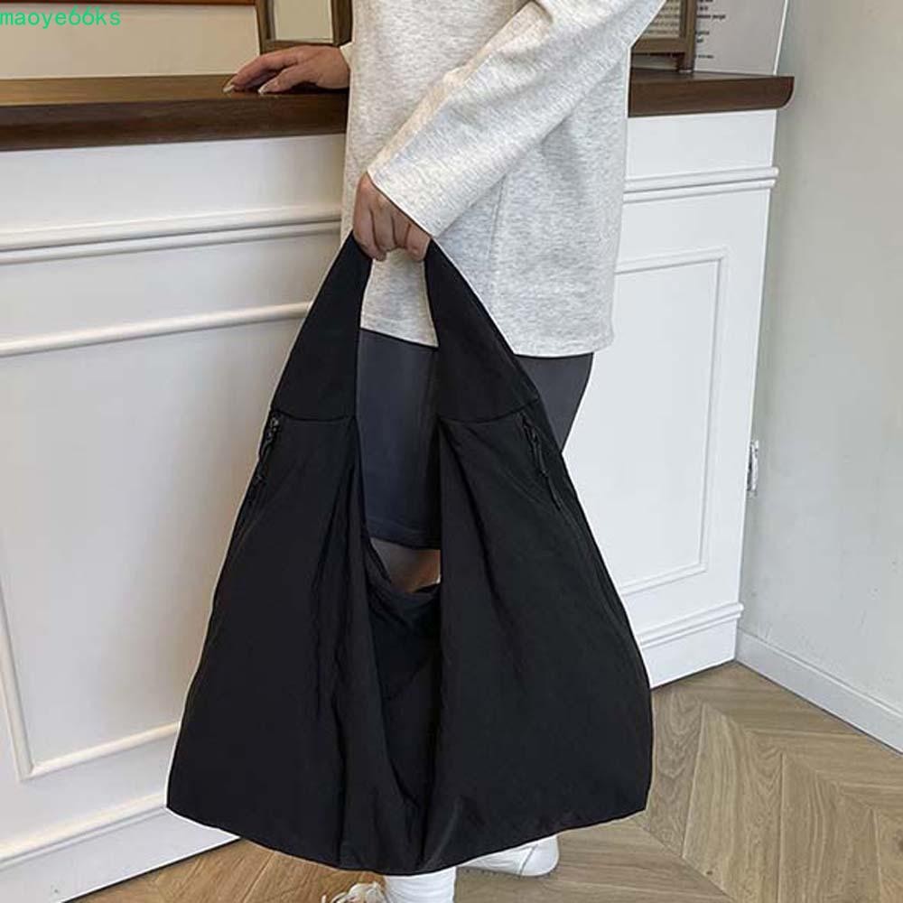 MAOYE กระเป๋าสะพายไนลอน, Casual Double Zipper Design ความจุขนาดใหญ่ Tote Bag, Underarm Bag Multi-Pocket สไตล์ญี่ปุ่นนุ่มอเนกประสงค์ Commutting กระเป๋าถือ Travel