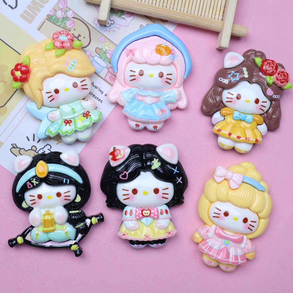 การ์ตูนการ์ตูนการ์ดทําเองเรซิ่นอุปกรณ์เสริมลูกแมวสาวครีมกาวเคสโทรศัพท์พวงกุญแจตู้เย็นสติกเกอร์กิ๊บวัสดุ