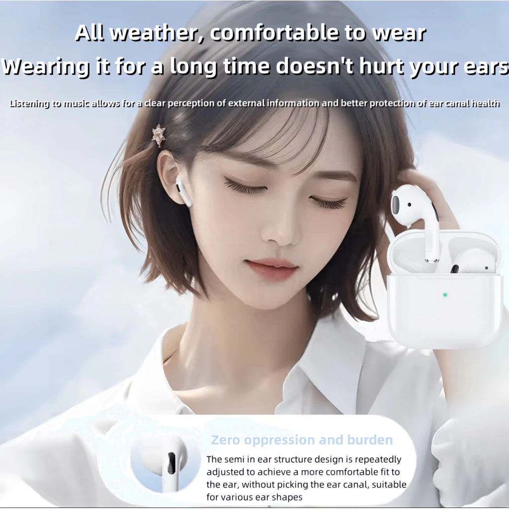 หูฟังบลูทูธขนาดเล็ก 5.0 in Ear Wireless Pro4 Earbuds การโทรด้วยเสียงที่ชัดเจน สัมผัสหูคู่อัจฉริยะ เหมาะสําหรับสมาร์ทโฟนพร้อมฟังก์ชั่นบลูทูธ thumbnail 6